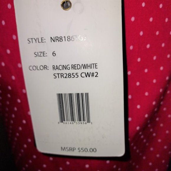 Zac & Rachel The Ultimate Fit Pull On Red/White Polka Dot Crop Pants Size 6 NWT - Picture 7 of 7